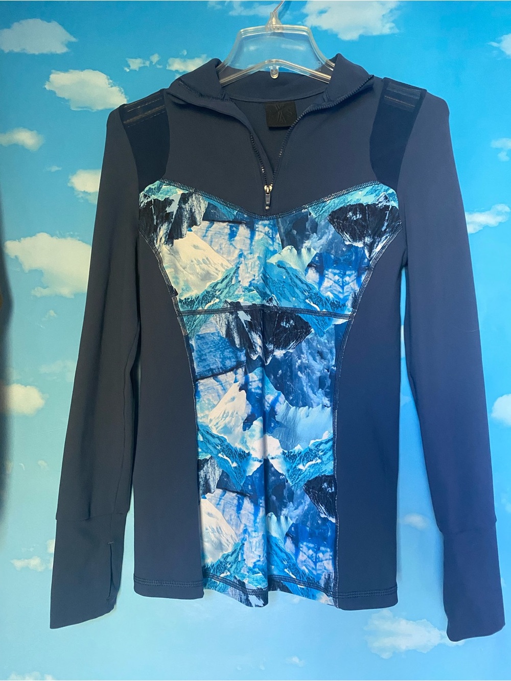 Blue Mountain-Print Athletic Jacket